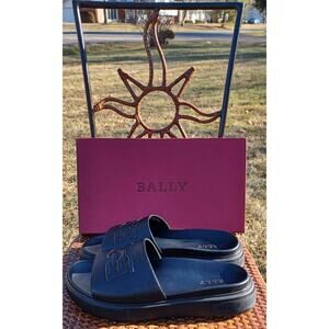 Bally Jarmo Leather Slides Pool Sandals Black Men’s US 12D/EU 11E/UK 45